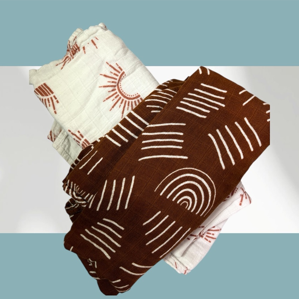 Sun and Arch Patterned Swaddle Blankets